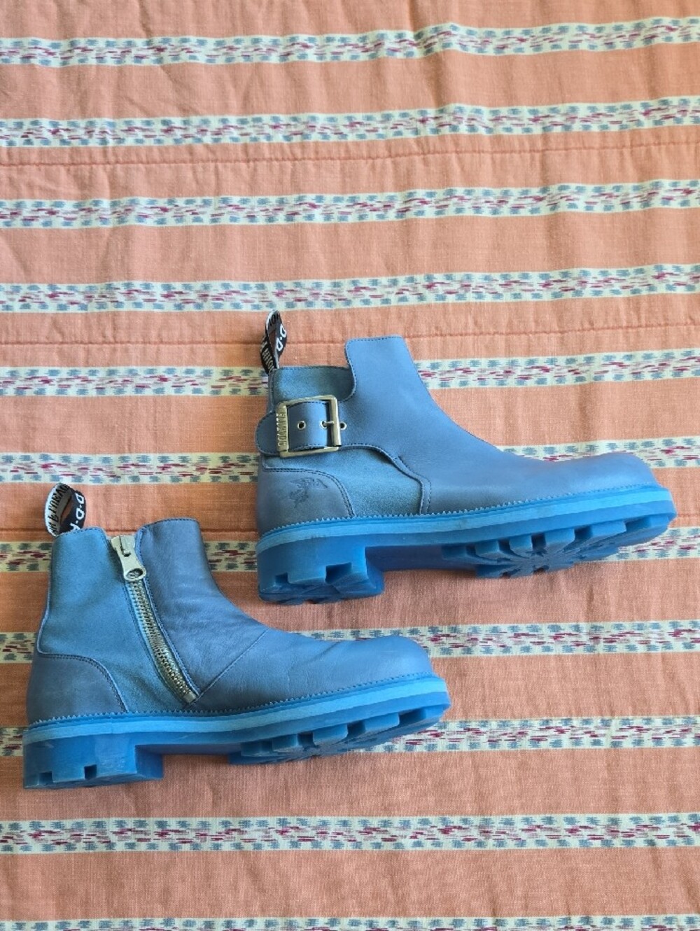 John Fluevog No. 30 Buckled Angel Boots In Blue - Picture 9 of 9